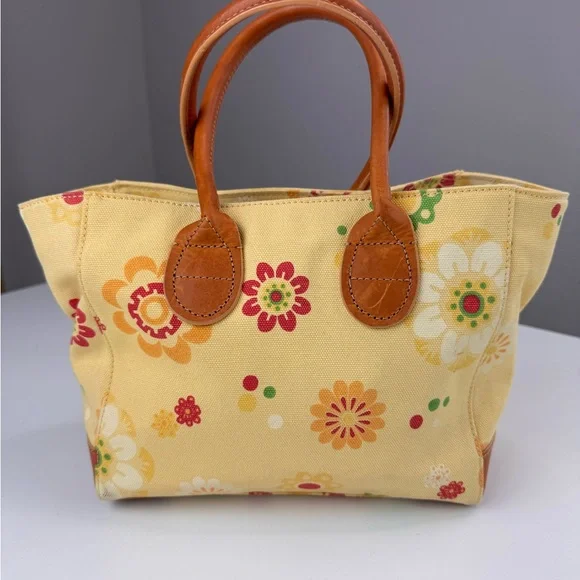 J.Jill Floral Canvas Bucket Tote Bag with Tan Handles - Picture 2 of 16